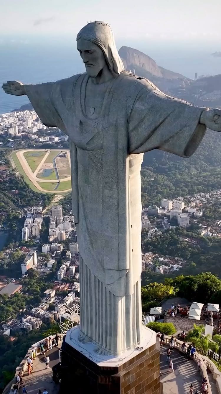 Christ the Redeemer statue overlooking the city and mountains of Rio de Janeiro