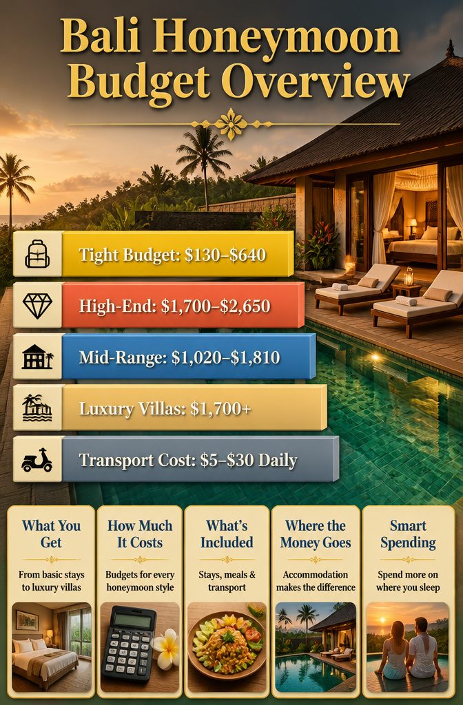 An overview of honeymoon costs in Bali.