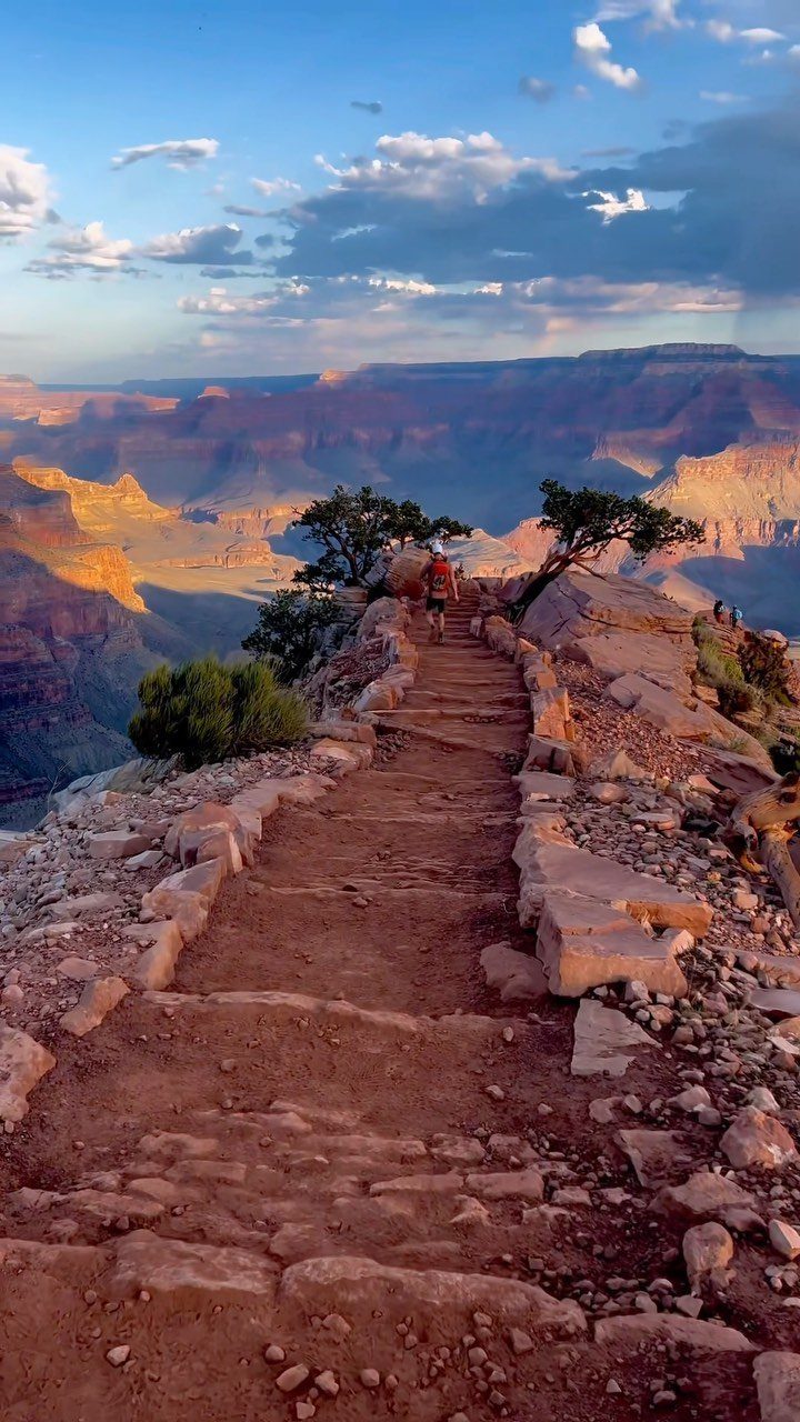 Stone staircase descending into the red rock vistas of the Grand Canyon