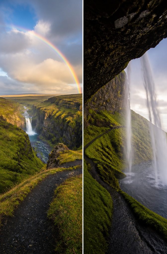 The Ring Road in Iceland with dramatic landscapes and a clear sky.