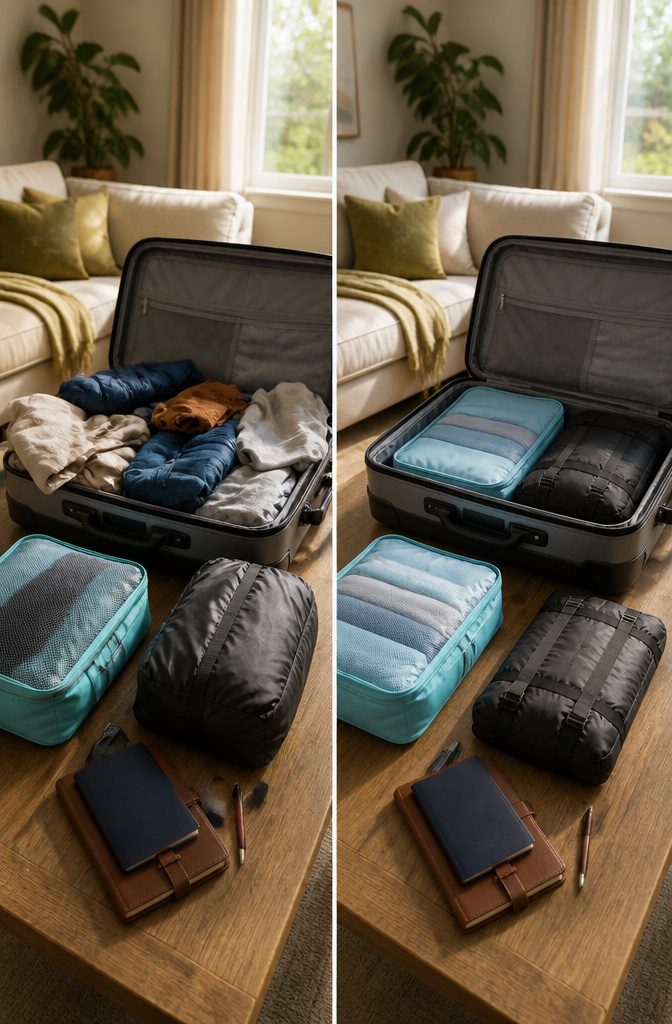 How to Pack a Suitcase: 8 Steps for Maximum Space in 2026 10 Packing cubes neatly organized inside a suitcase.