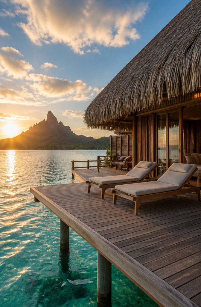 A breathtaking view of Bora Bora's turquoise lagoon.
