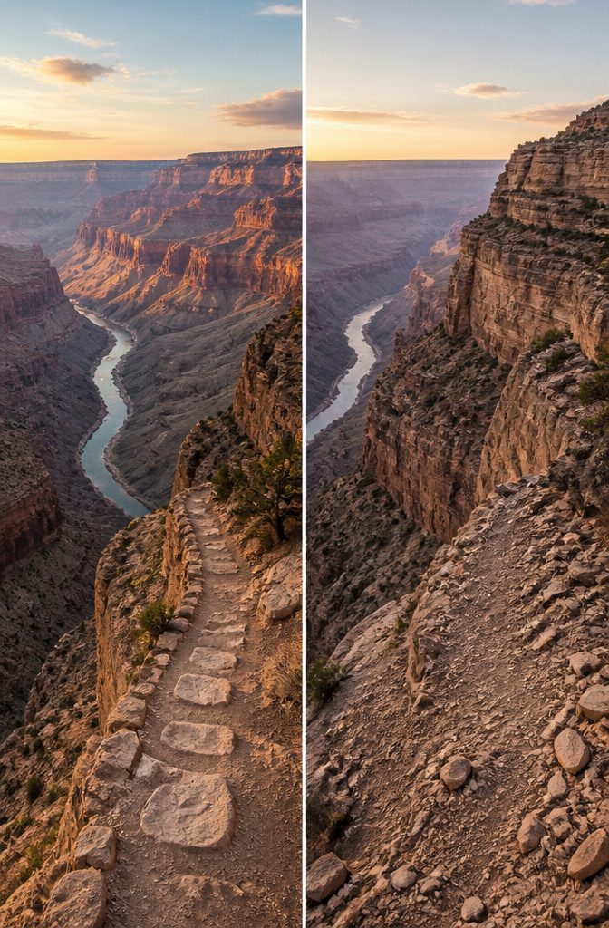 A collage of natural wonders including the Grand Canyon and reef.