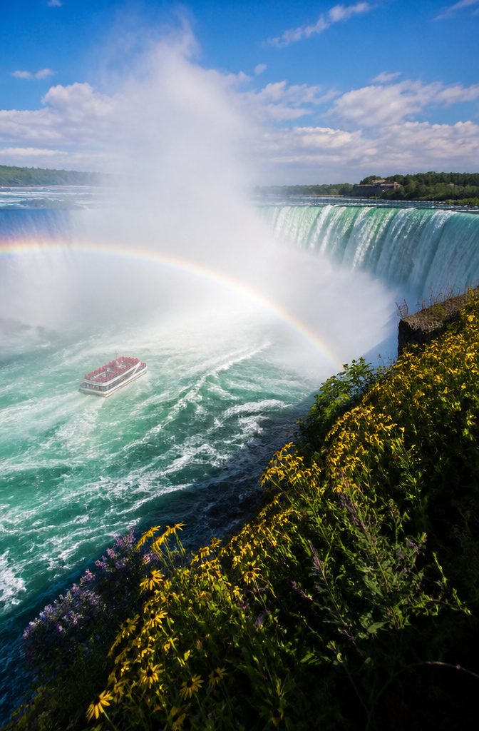 Horseshoe Falls, American Falls, and Bridal Veil Falls at Niagara.