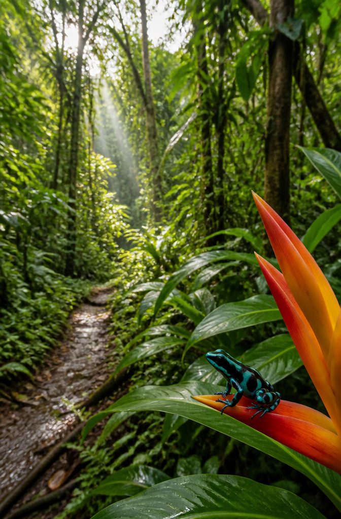 Dream Vacations Destinations for 2026: The Places Worth Going 8 A vibrant green rainforest in Costa Rica with tall trees and a trail.