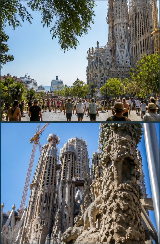 14 Europe Travel Hacks That Save Time, Money and Stress 2 Commuters at a port city metro station with a cruise ship in view.