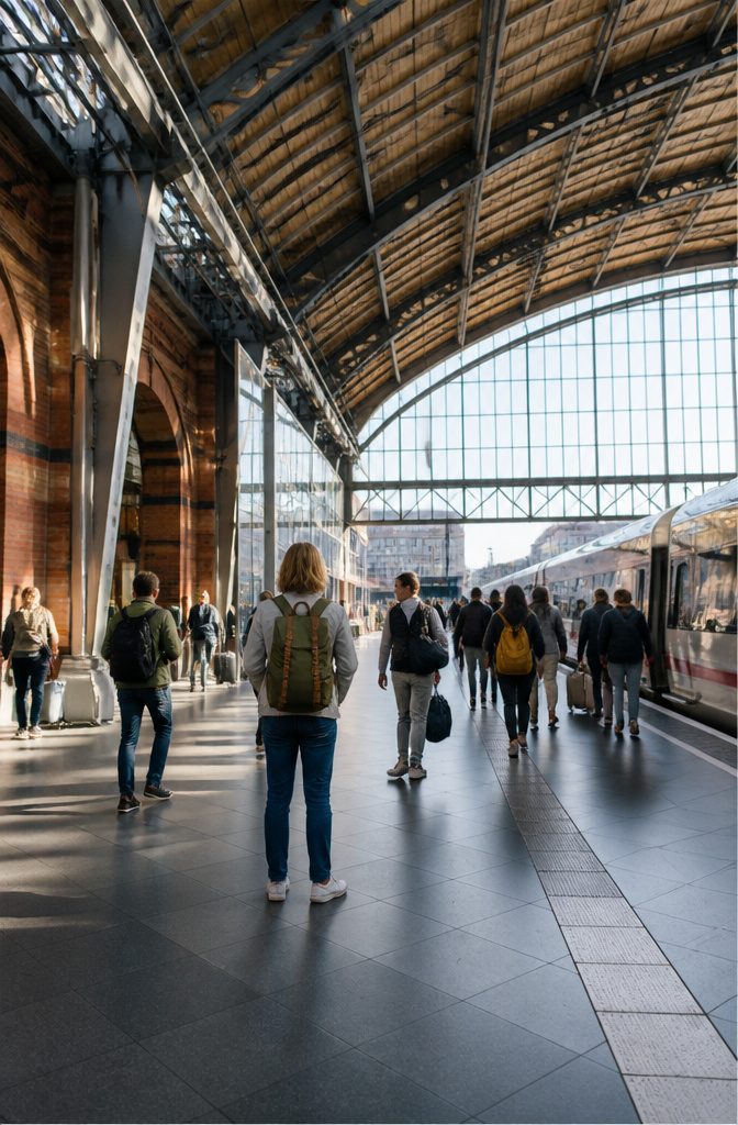 14 Europe Travel Hacks That Save Time, Money and Stress 13 Busy train station showing commuters boarding a train in a European city.