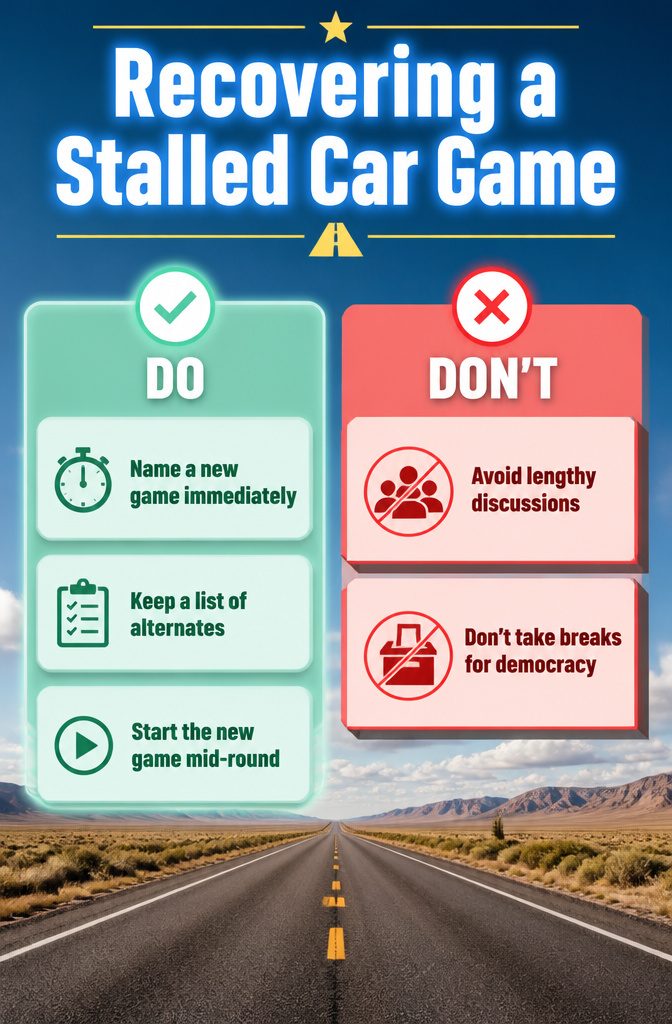 Information image on recovering a stalled car game.