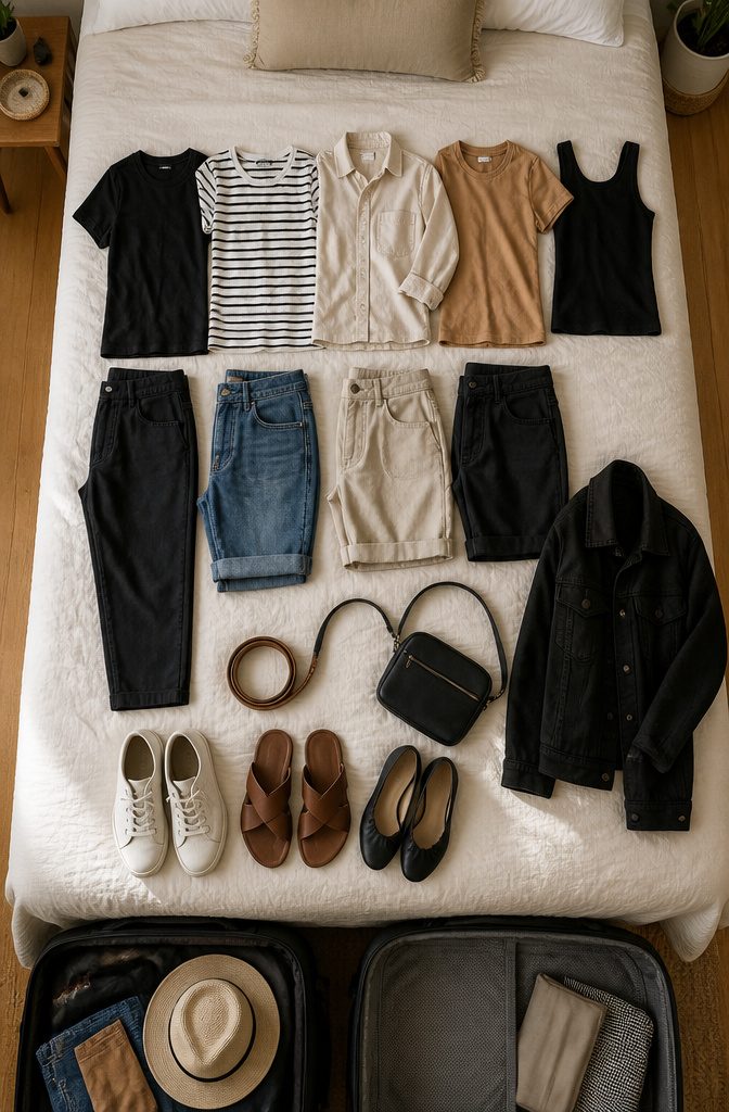 How to Efficiently Pack a Suitcase: 9 Steps to Maximize Space in 2026 1 A checklist detailing the 5-4-3-2-1 method for packing outfits.