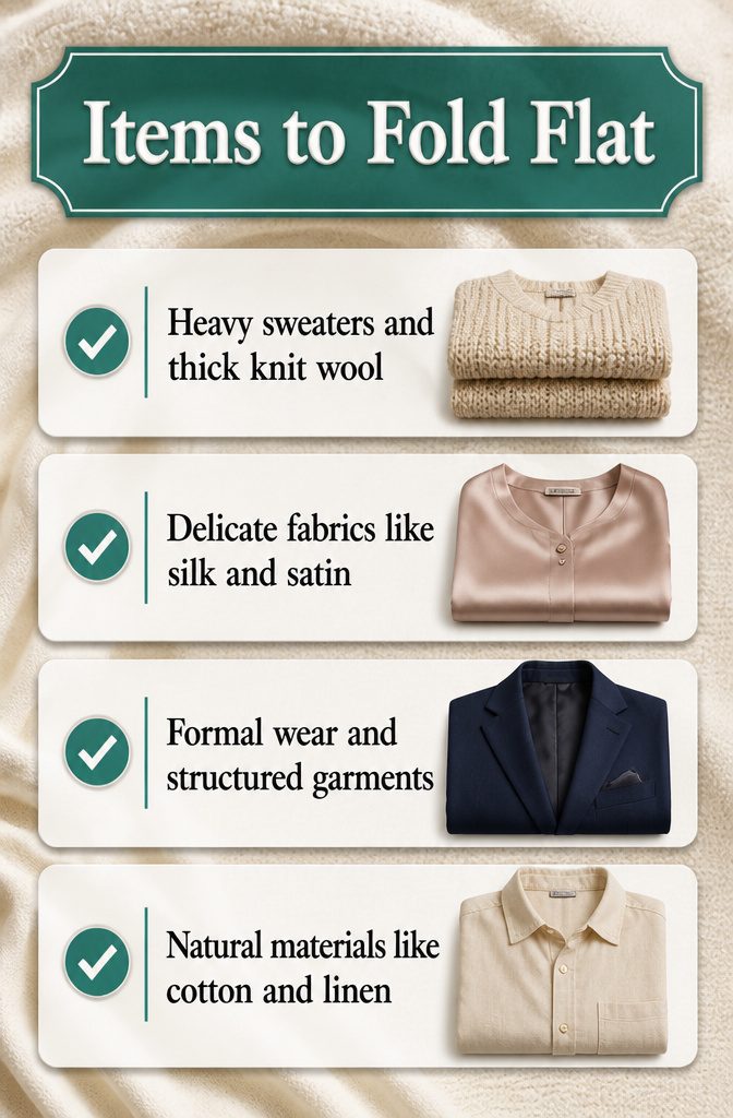 A list of clothing items that are best suited for flat folding.