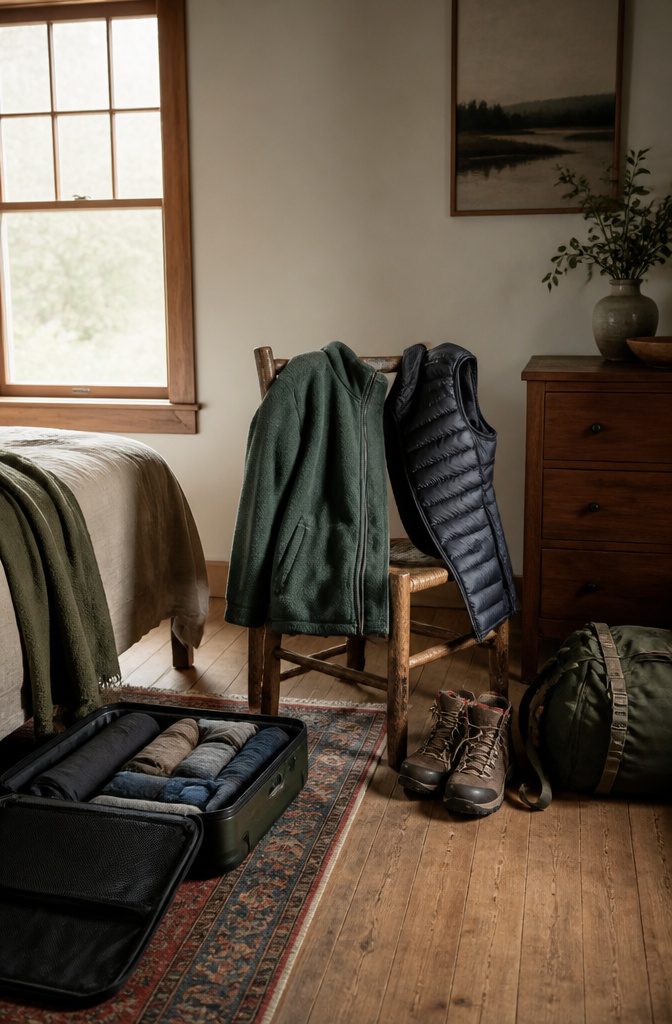 How to Pack for a 10 Day Trip: 9 Clothing and Packing Tips 5 A compact jacket and sweater folded for packing.