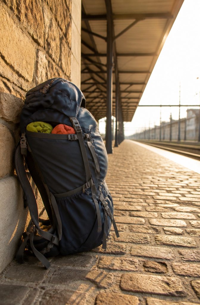 A backpack of appropriate size for backpacking in Europe.
