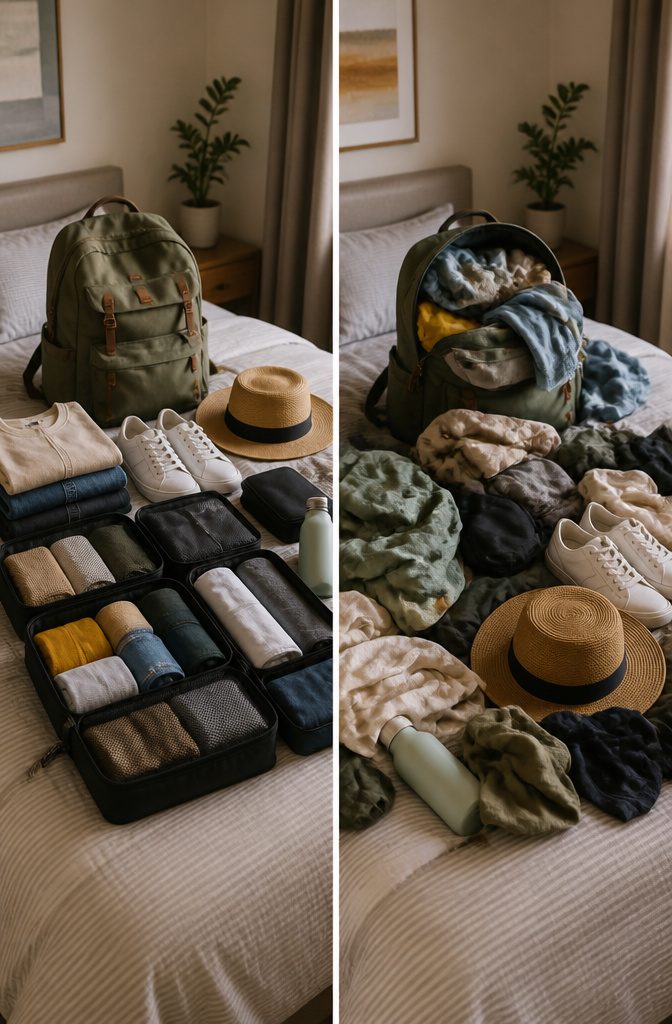 Two pairs of shoes ideal for backpacking in Europe.