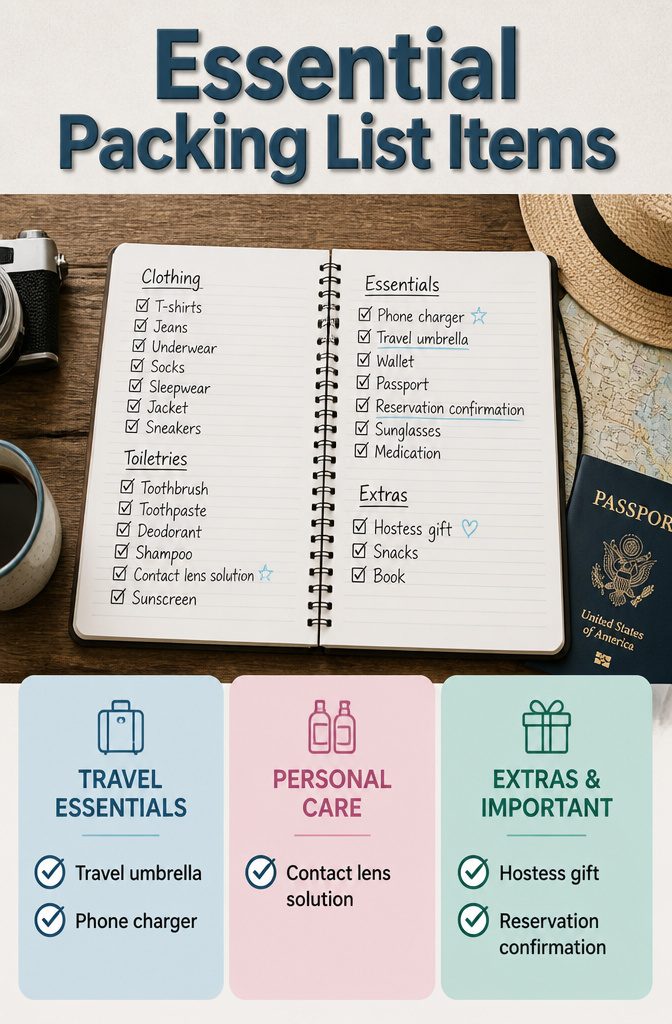 Packing Tips for Travel: 15 Steps for Stress-Free Trips 1 A phone displaying an open packing list for travel.