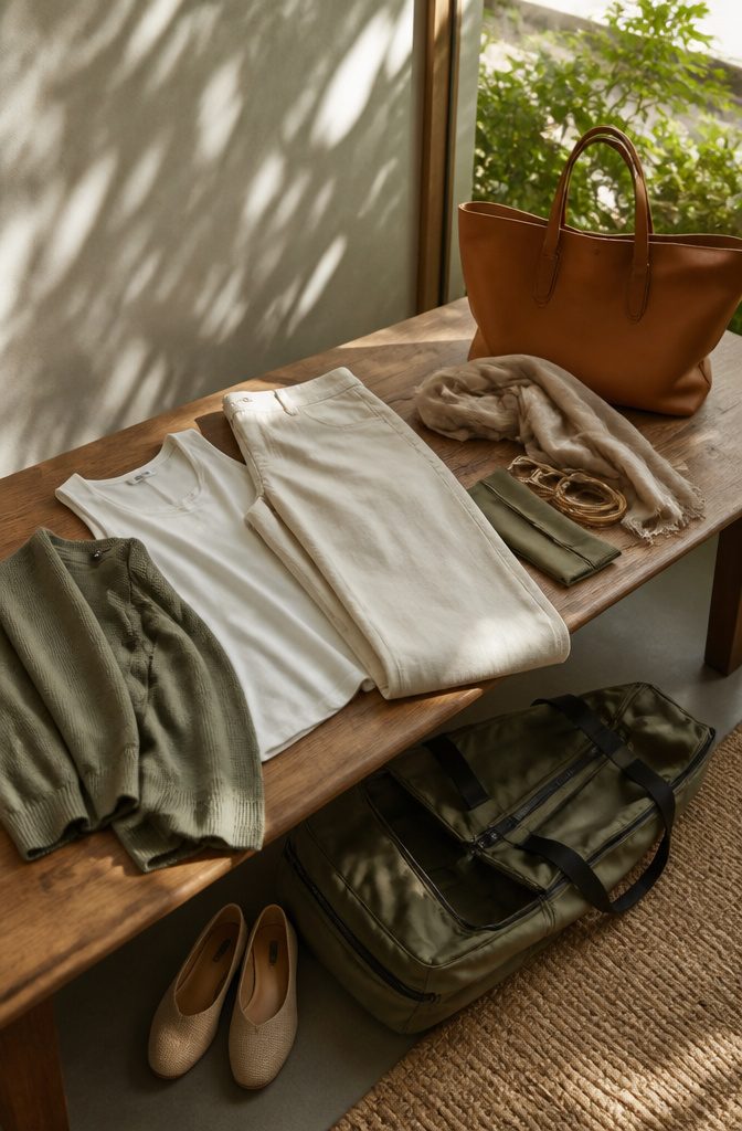 Packing Tips for Travel: 15 Steps for Stress-Free Trips 4 An array of versatile clothing items arranged for travel.