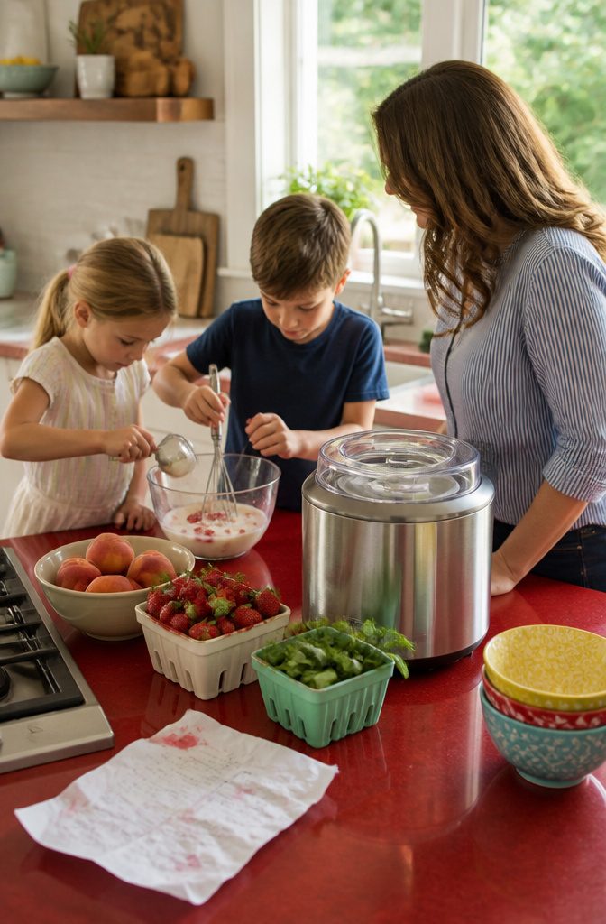 20 Summer Bucket List Ideas to Make 2026 Your Best Season 8 A family preparing ingredients for homemade ice cream in a kitchen.
