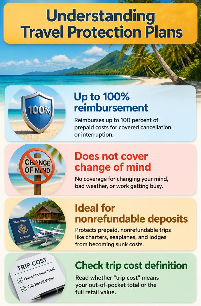 Infographic titled 'Understanding Travel Protection Plans' with details.