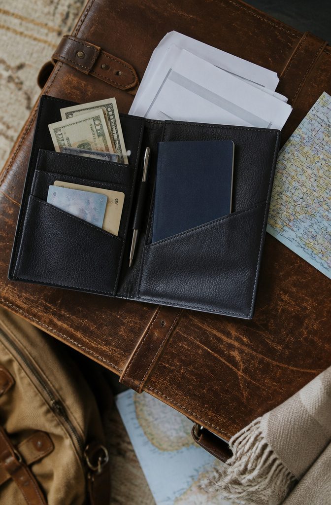 What to Bring for Travel: 8 Essential Categories, 70+ Item Ideas 4 A passport and visa documents organized for easy access during travel.
